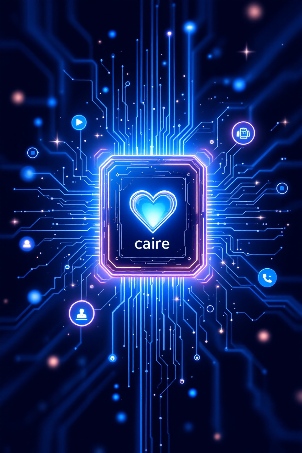 Glödande CAIRE-hjärtechip som representerar schemaläggningsplattformen