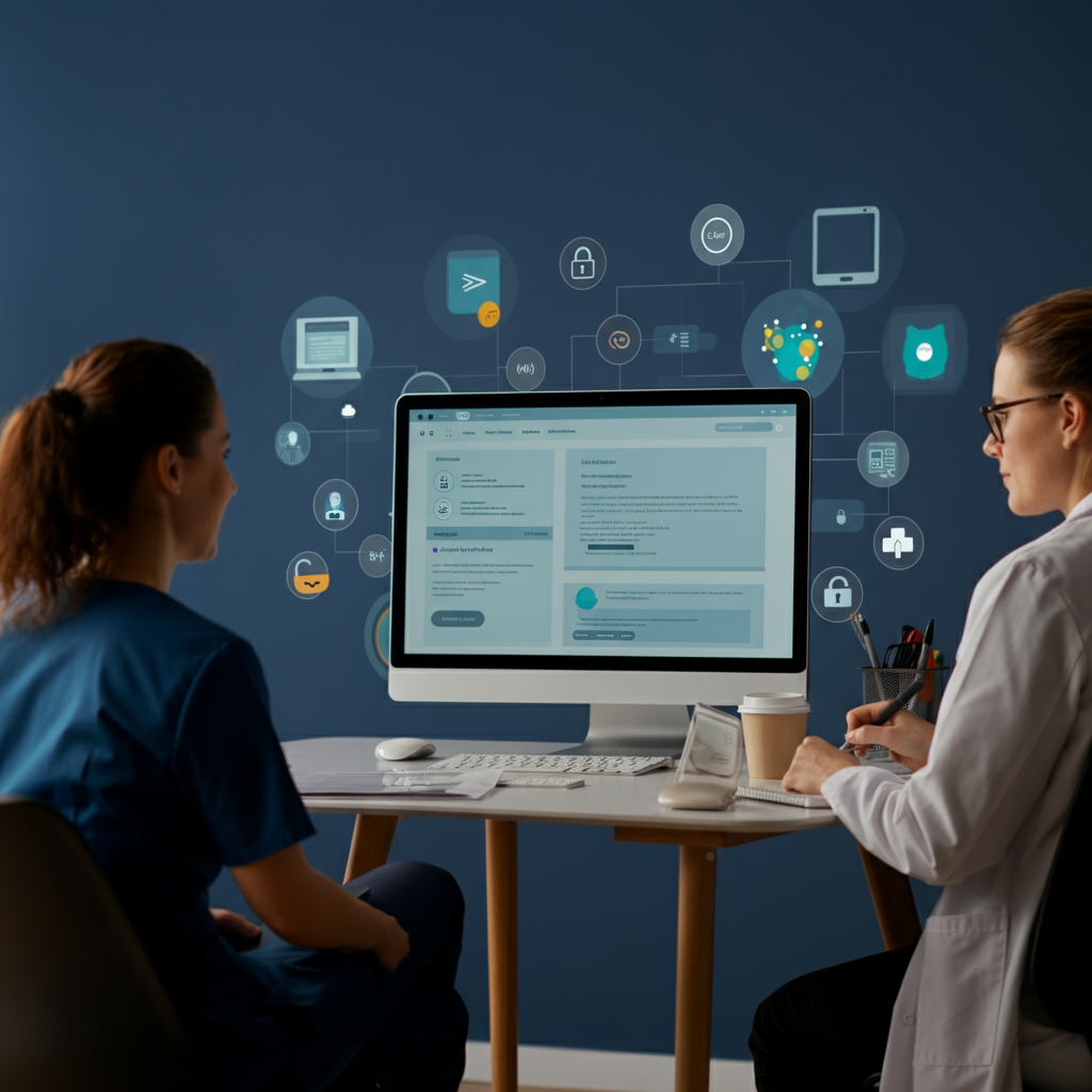 Digitalt stetoskop med AI-symbol