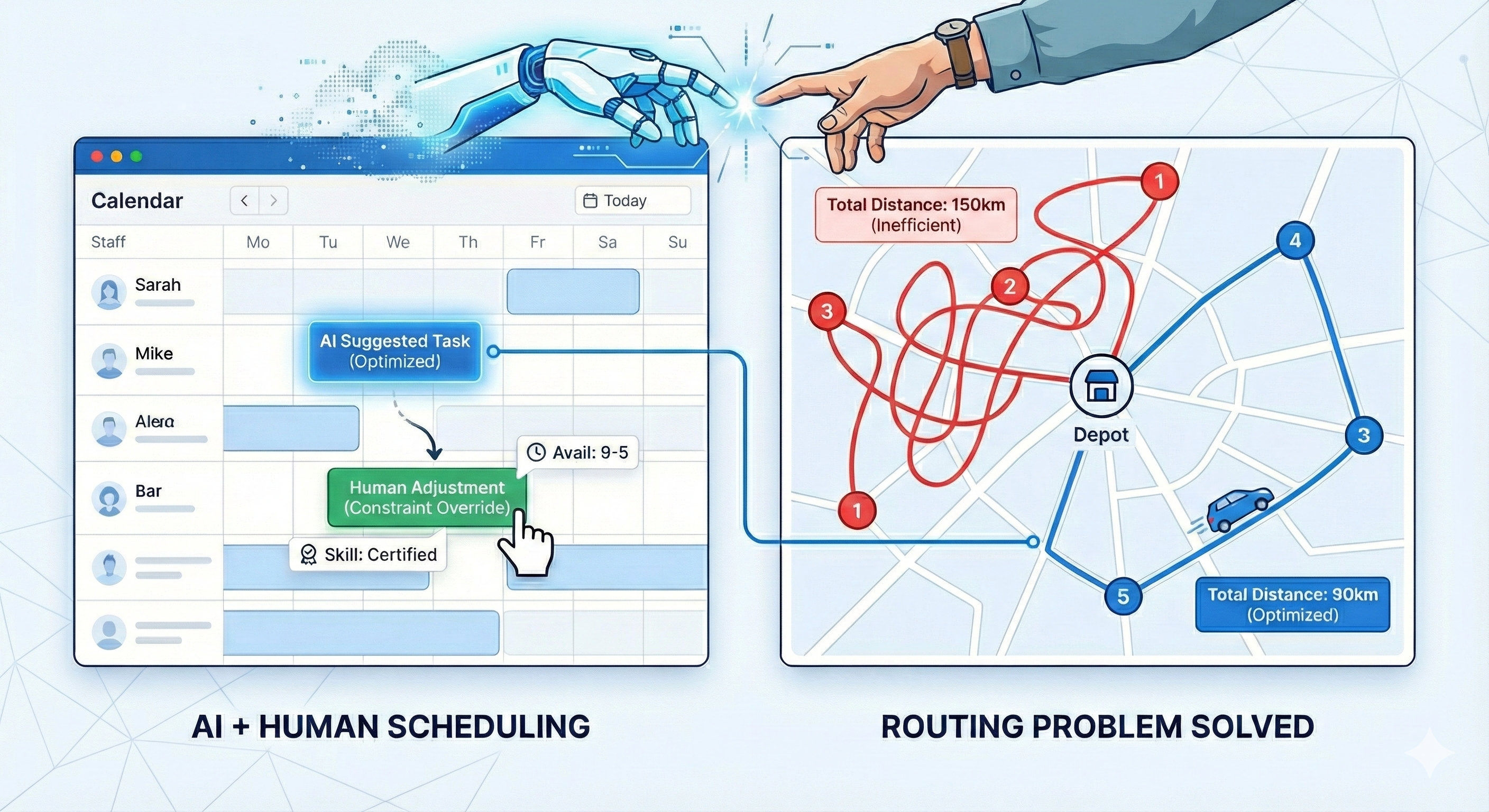 CAIRE hybrid schemaläggning med slingor
