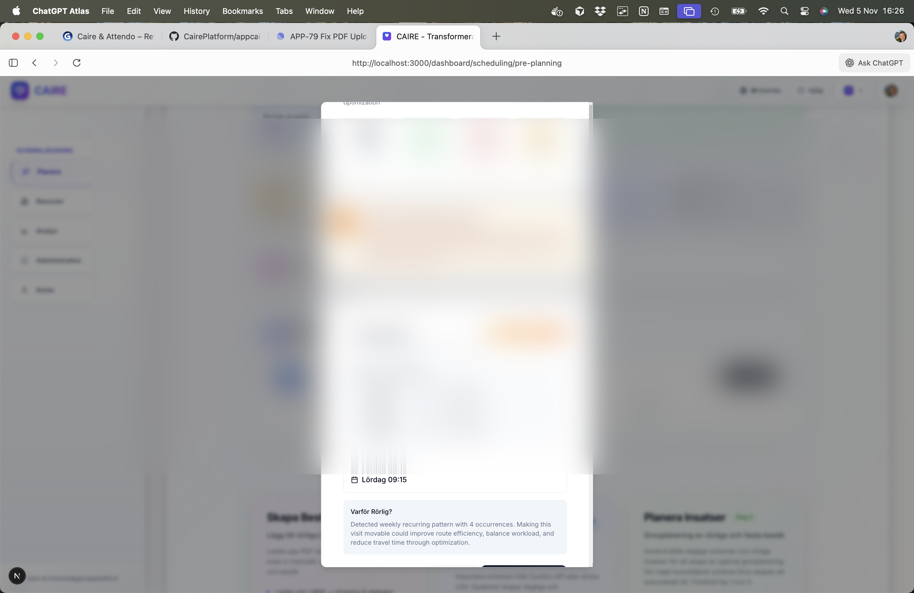 Recurring visit approval workflow with anonymised client and staff details