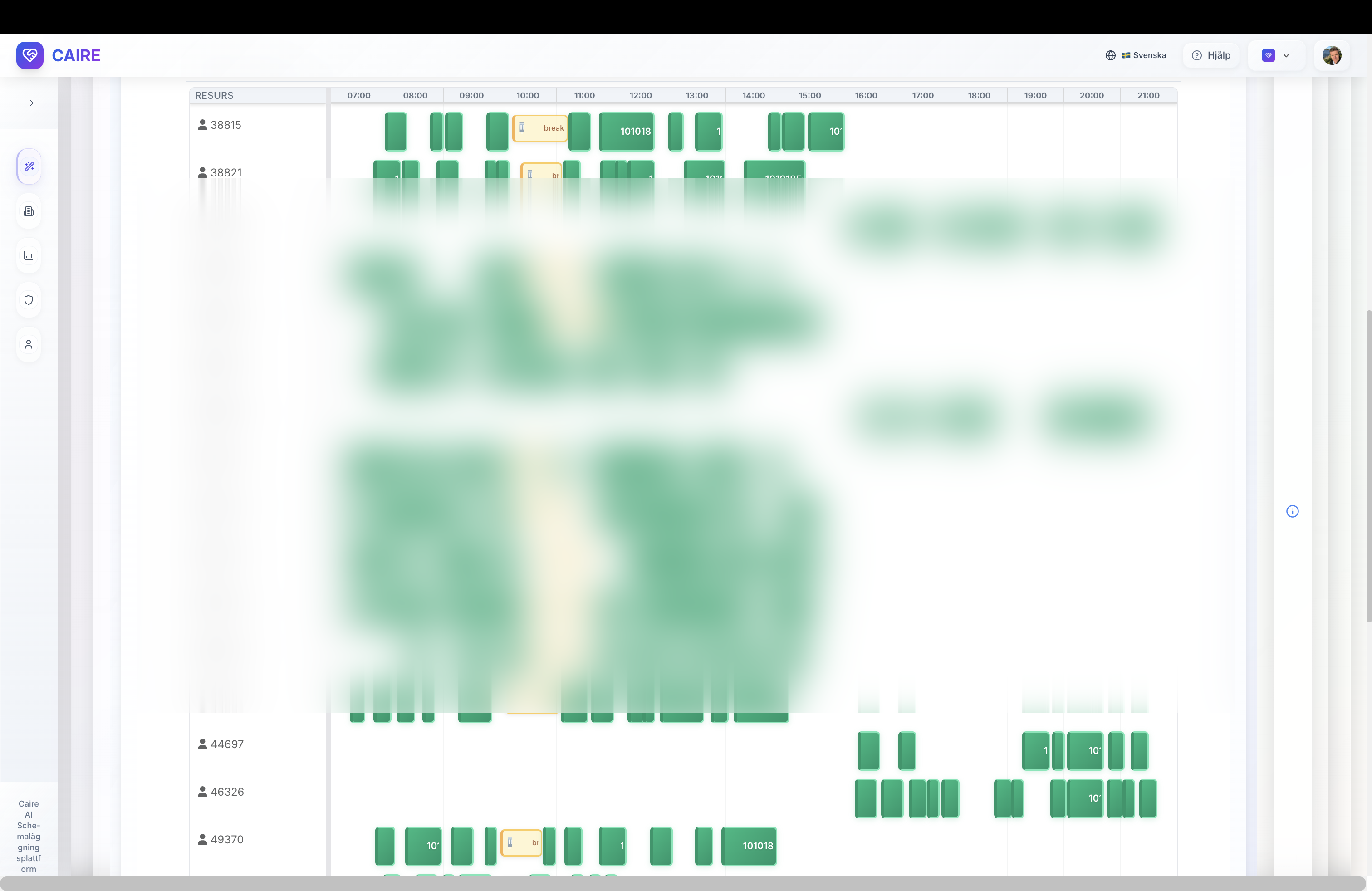 Förplaneringsvy med anonymiserade kunduppgifter i godkännandepanel