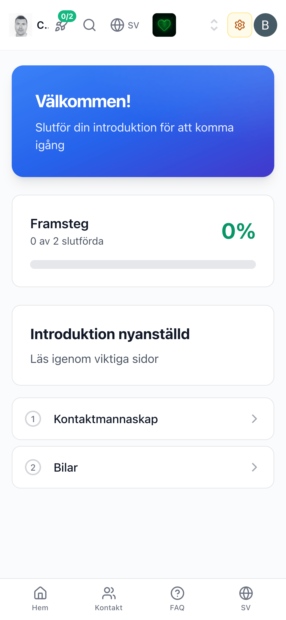 Medarbetarens introduktionschecklista